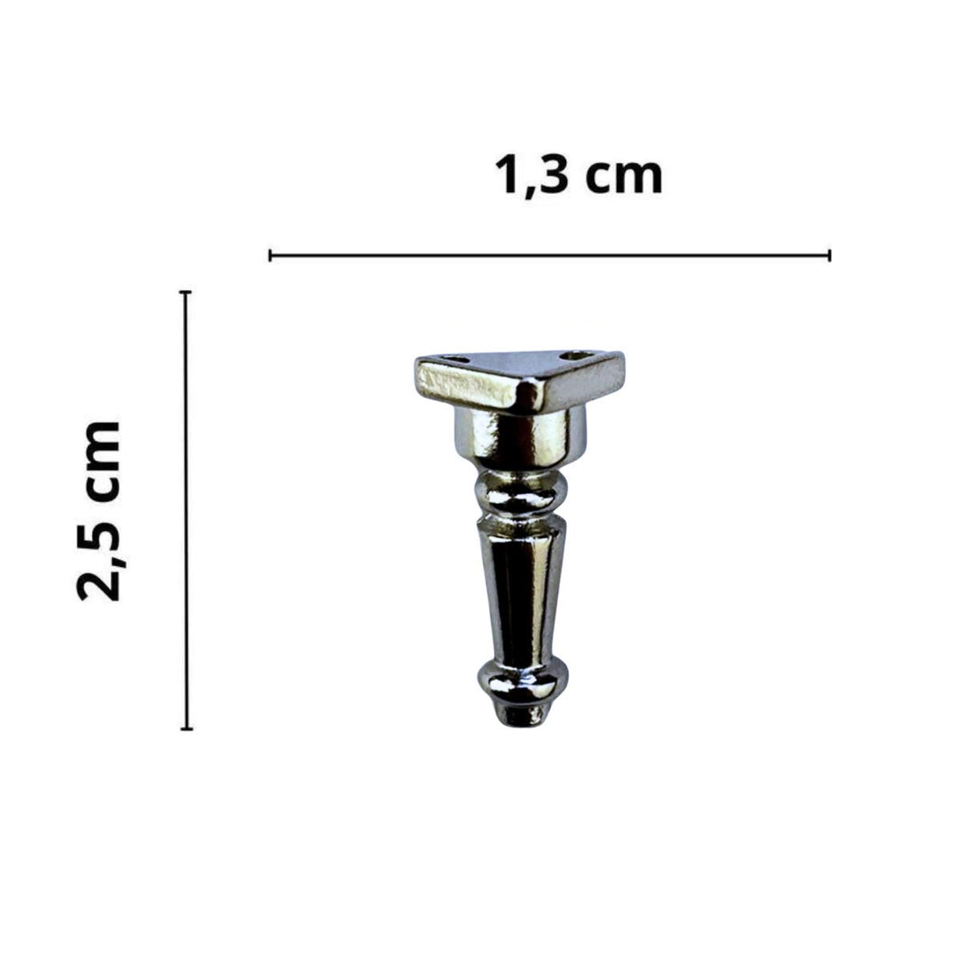 Pezinho Torneado Coluna em Metal Niquel 2,5x1,3cm Kit com 4 peças - Palácio da Arte