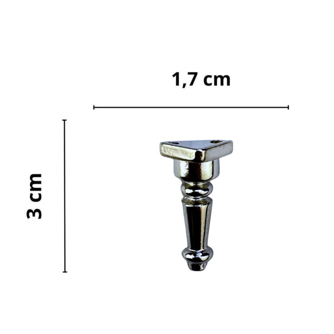 Pezinho Torneado Coluna em Metal Niquel G 3x1,7cm Kit com 4 peças - Palácio da Arte