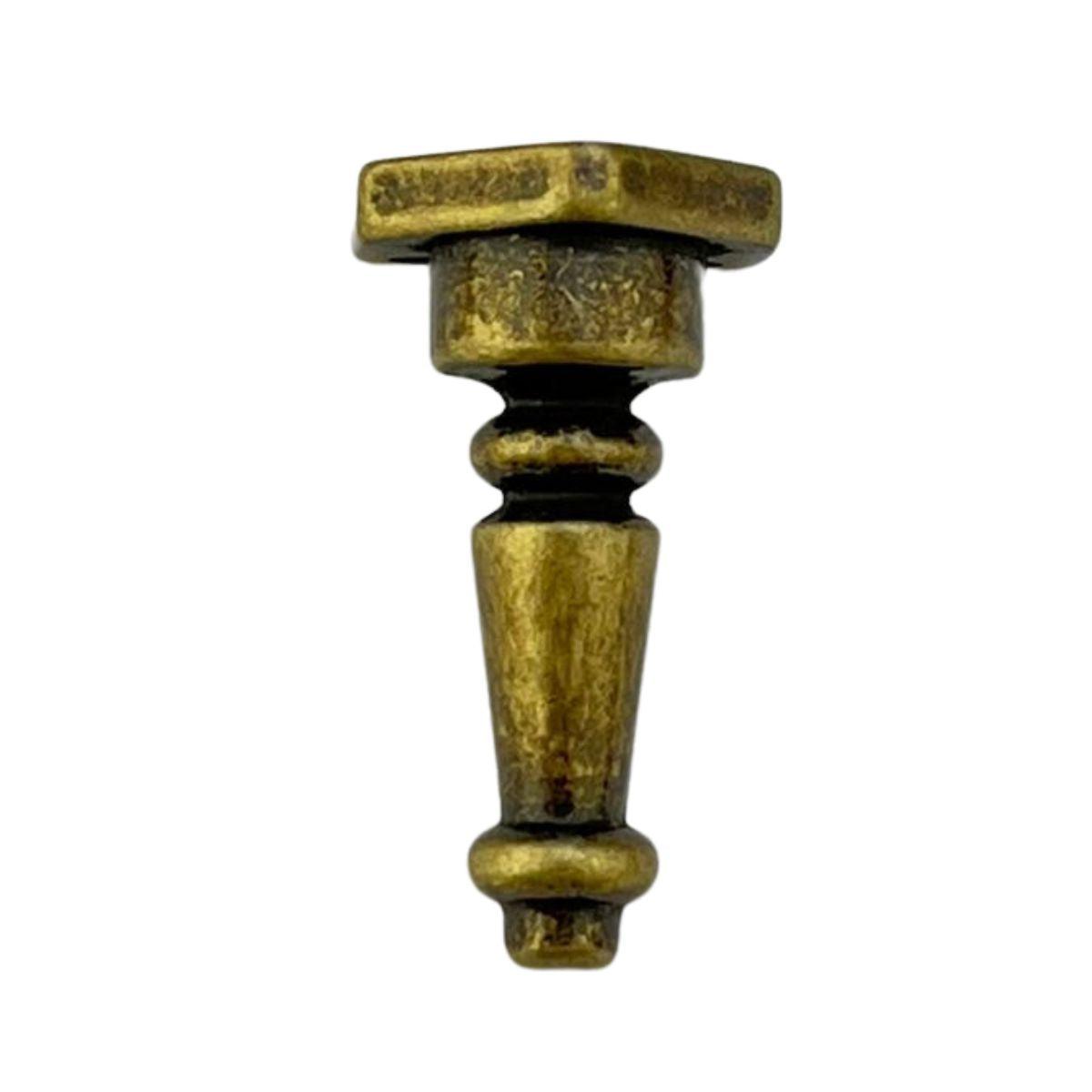 Pezinho Torneado Coluna em Metal Ouro Velho 2,5x1,3cm Kit com 4 peças - Palácio da Arte