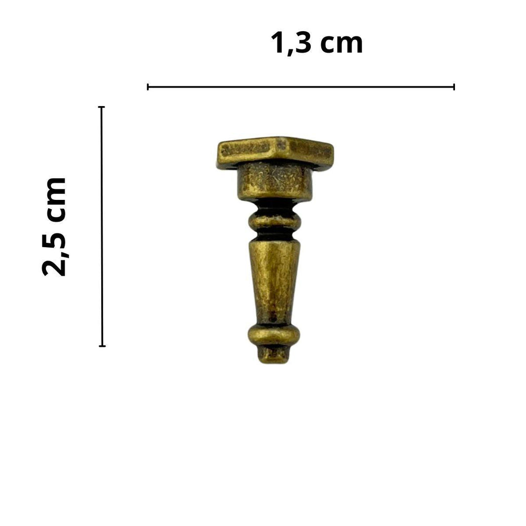 Pezinho Torneado Coluna em Metal Ouro Velho 2,5x1,3cm Kit com 4 peças - Palácio da Arte
