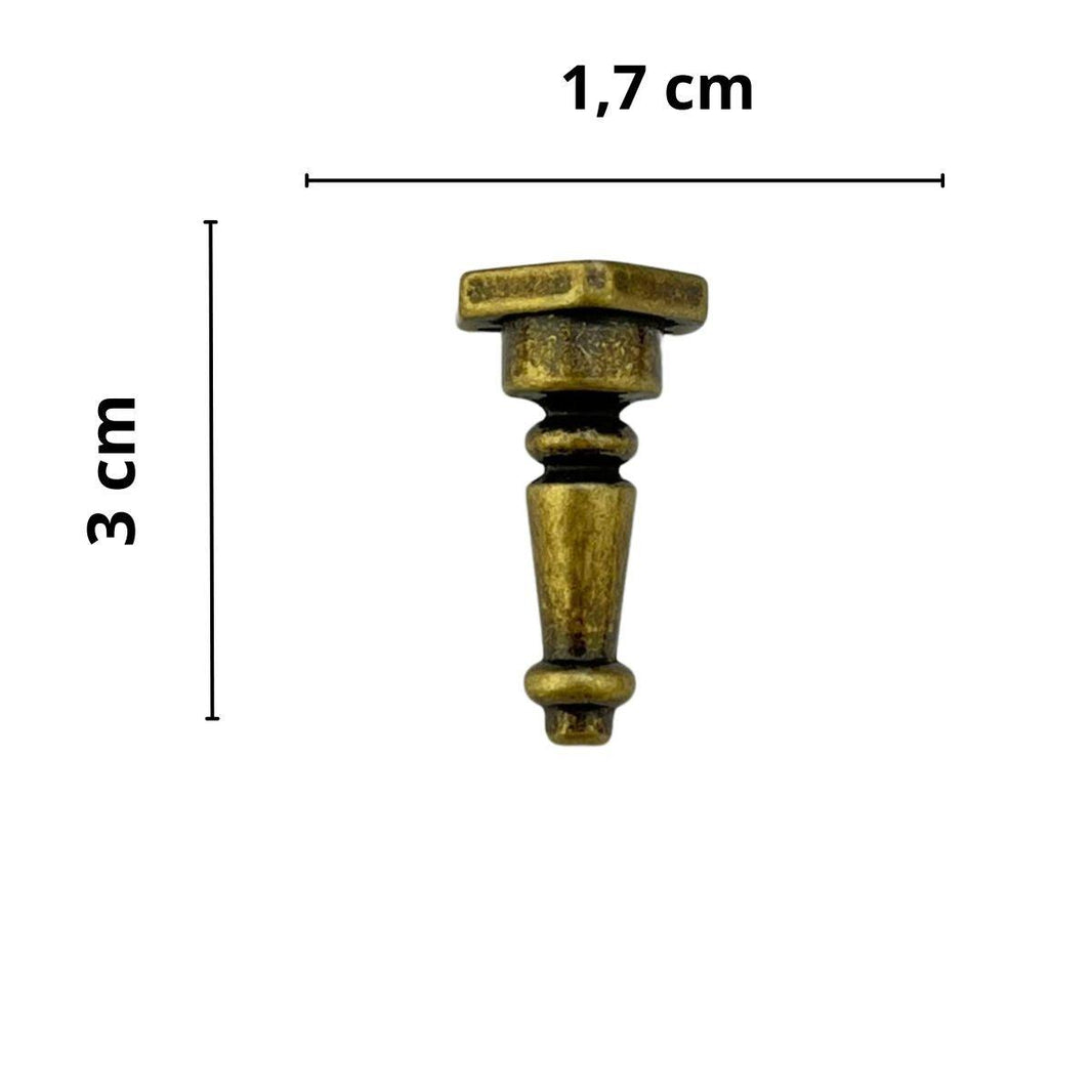 Pezinho Torneado Coluna em Metal Ouro Velho G 3x1,7cm Kit com 4 peças - Palácio da Arte