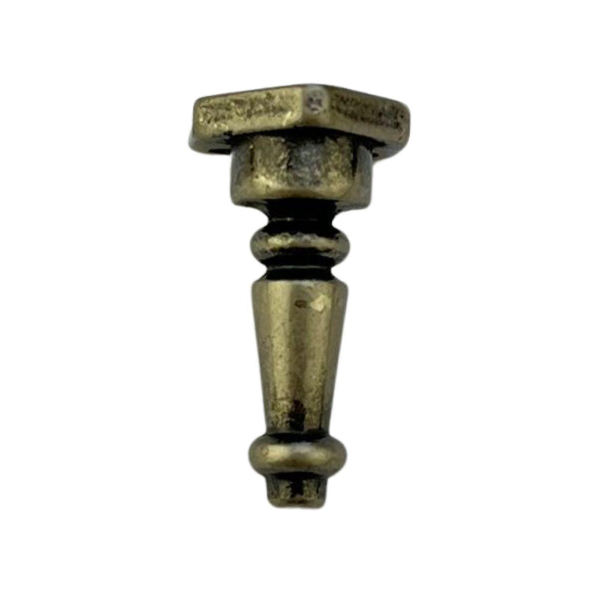 Pezinho Torneado Coluna em Metal Prata Velho 2,5x1,3cm Kit com 4 peças - Palácio da Arte