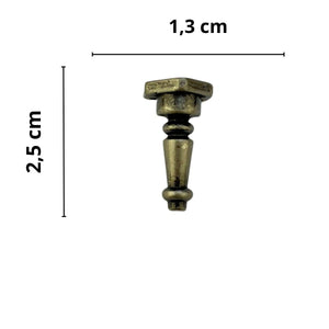 Pezinho Torneado Coluna em Metal Prata Velho 2,5x1,3cm Kit com 4 peças - Palácio da Arte