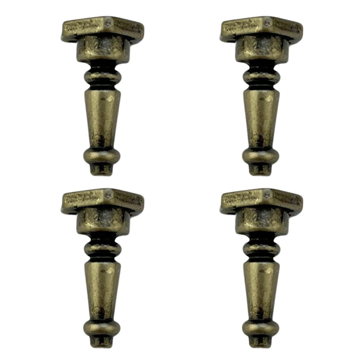 Pezinho Torneado Coluna em Metal Prata Velho 2,5x1,3cm Kit com 4 peças - Palácio da Arte