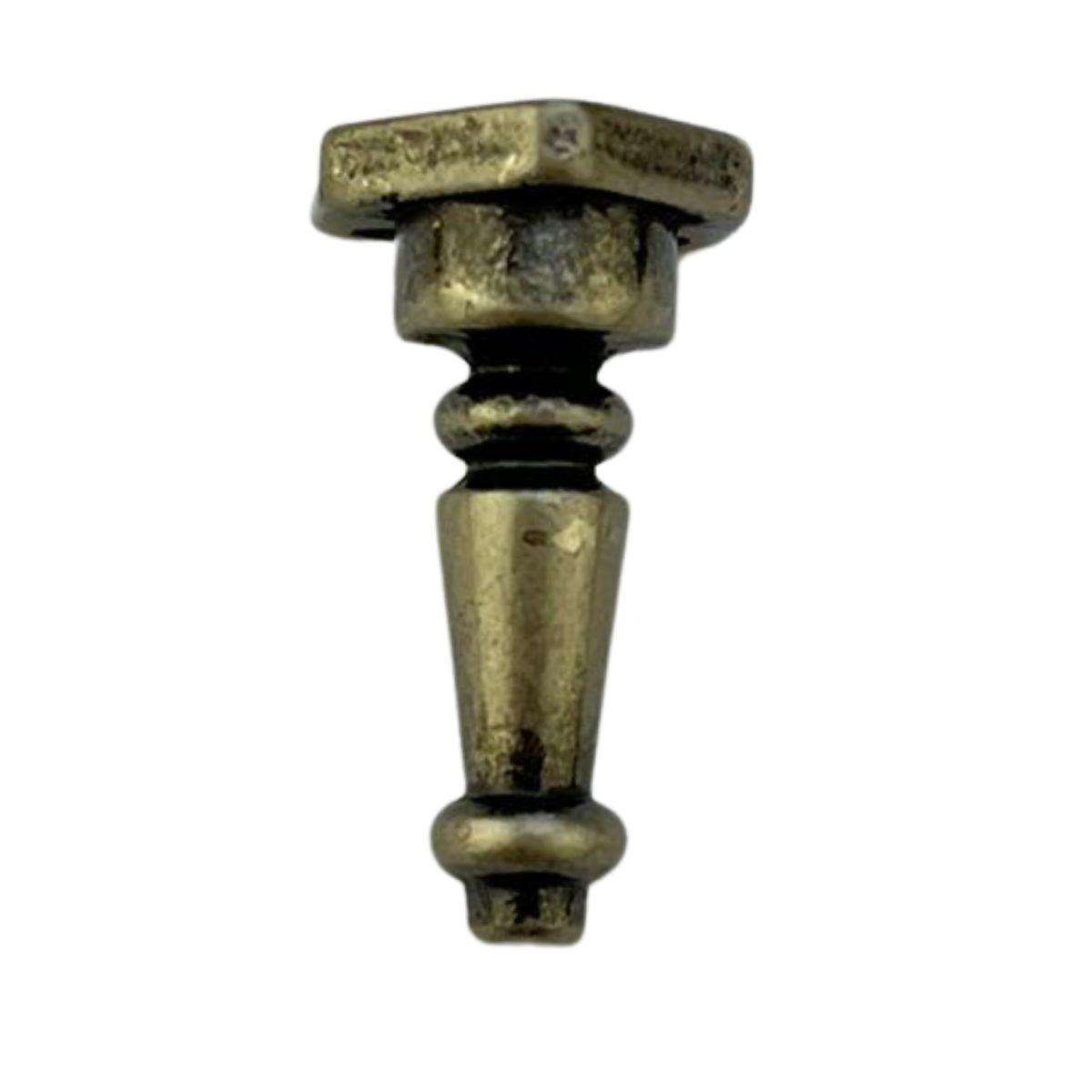 Pezinho Torneado Coluna em Metal Prata Velho G 3x1,7cm Kit com 4 peças - Palácio da Arte