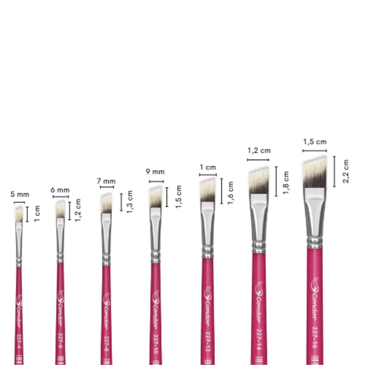 Pincel Chanfrado 227 Condor Cerda Sintético Toray Gris Cabo Curto Rosa - Palácio da Arte