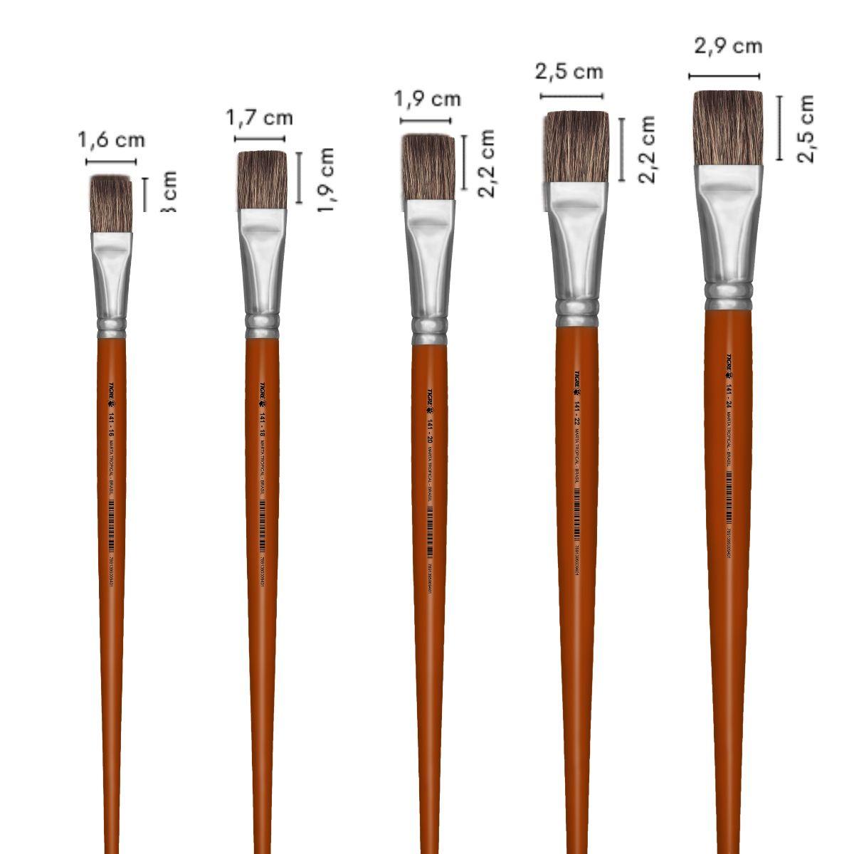 Pincel Chato 141 Tigre Cerda Pelo Marta Tropical Cabo Longo Siena - Palácio da Arte