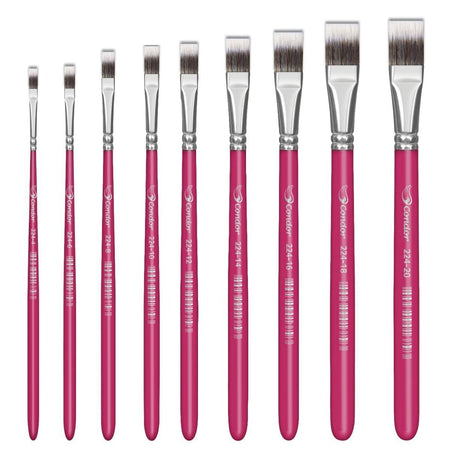 Pincel Chato 224 Condor Cerda Sintetico Toray Gris Cabo Curto Rosa - Palácio da Arte