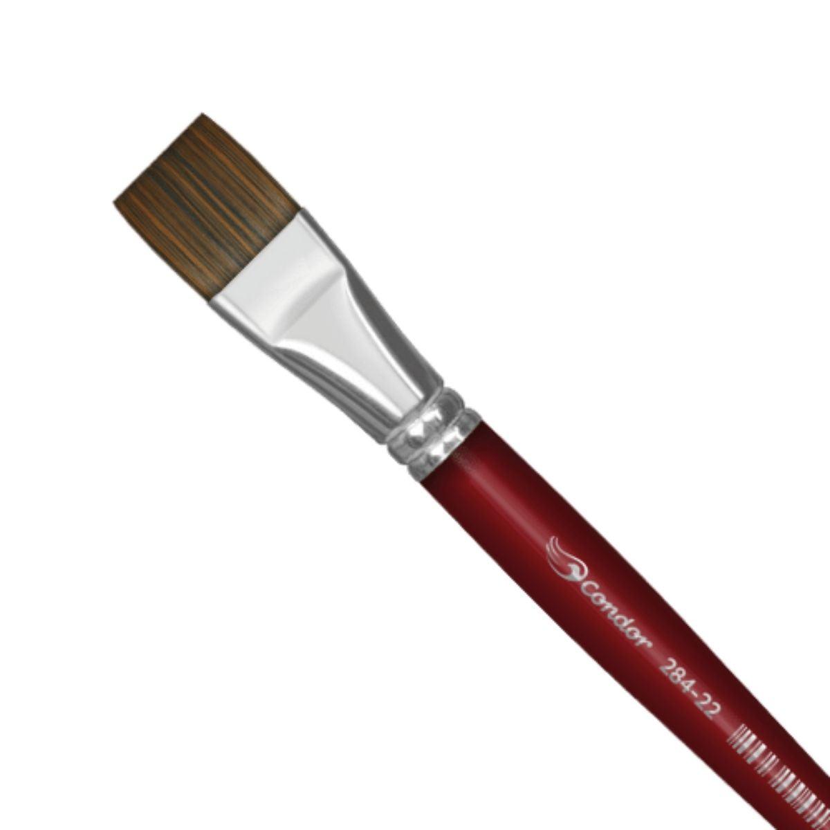 Pincel Chato 284 Condor Cerda Sintético Suave Cabo Longo Vermelho - Palácio da Arte