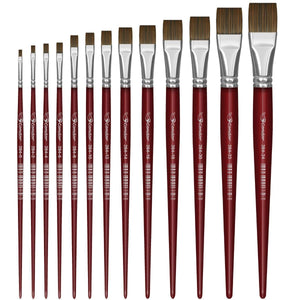 Pincel Chato 284 Condor Cerda Sintético Suave Cabo Longo Vermelho - Palácio da Arte