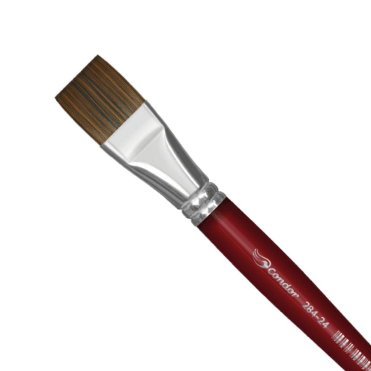 Pincel Chato 284 Condor Cerda Sintético Suave Cabo Longo Vermelho - Palácio da Arte