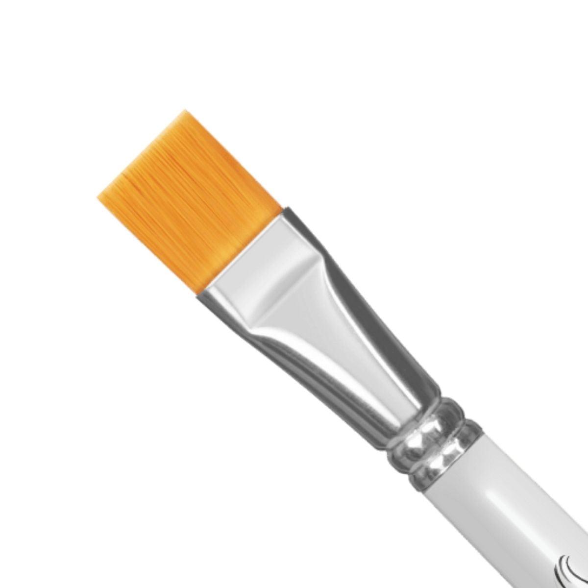 Pincel Chato 410 Condor Cerda Sintético Toray Dourado Cabo Longo Branco - Palácio da Arte