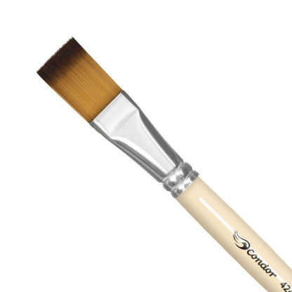 Pincel Chato 424 Condor Cerda Sintético Konex Ocre Cabo Curto Creme - Palácio da Arte