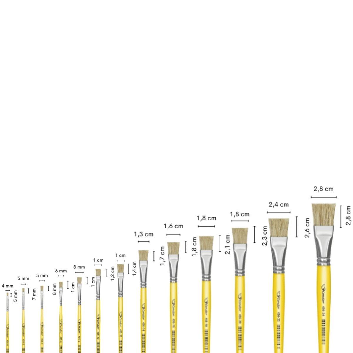 Pincel Chato 456 Condor Cerda Natural Cabo Longo Amarelo - Palácio da Arte
