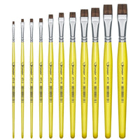Pincel Chato 471 Condor Cerda Pelo de Pônei Escolar Cabo Curto Amarelo - Palácio da Arte