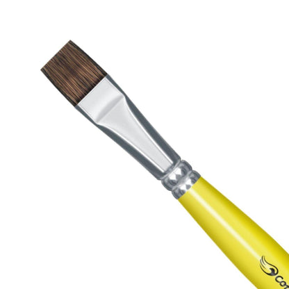 Pincel Chato 471 Condor Cerda Pelo de Pônei Escolar Cabo Curto Amarelo - Palácio da Arte