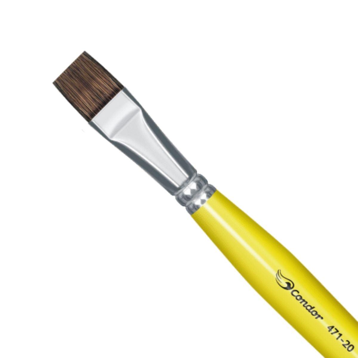 Pincel Chato 471 Condor Cerda Pelo de Pônei Escolar Cabo Curto Amarelo - Palácio da Arte