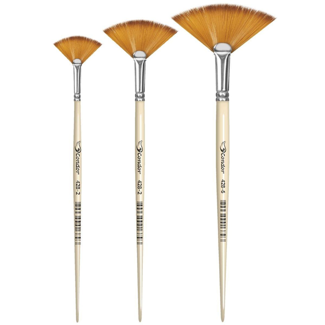 Pincel Leque 428 Condor Cerda Sintético Konex Ocre Cabo Curto Creme - Palácio da Arte