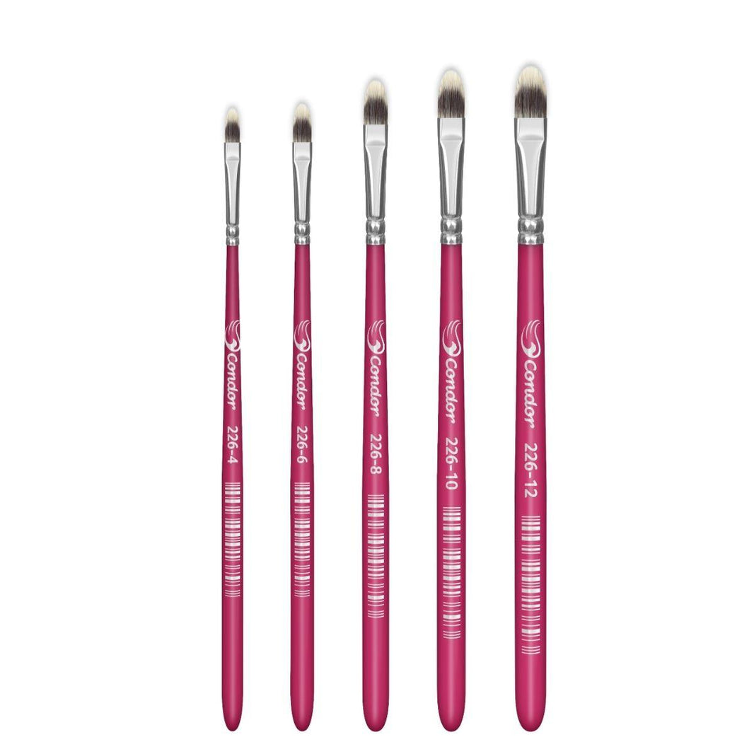 Pincel Lingua de Gato 226 Condor Cerda Sintético Toray Gris Cabo Curto Rosa - Palácio da Arte