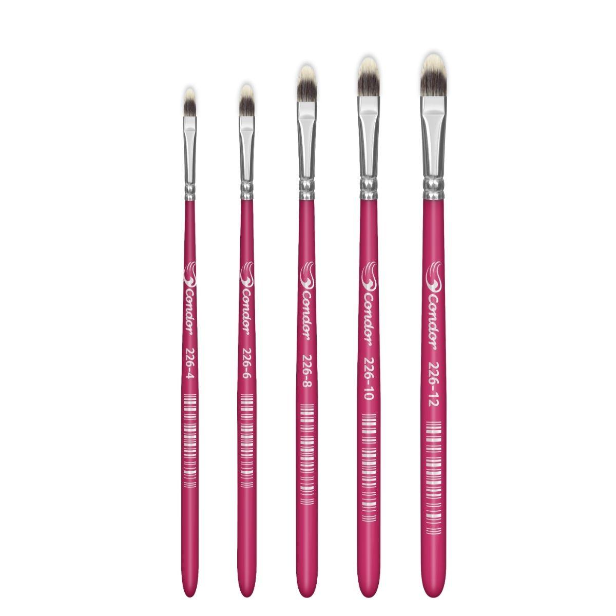 Pincel Lingua de Gato 226 Condor Cerda Sintético Toray Gris Cabo Curto Rosa - Palácio da Arte