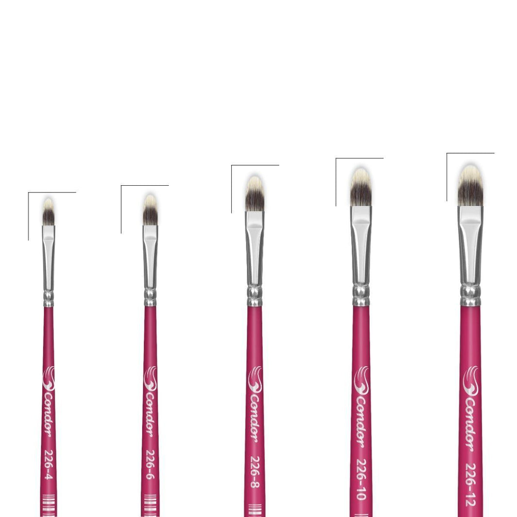 Pincel Lingua de Gato 226 Condor Cerda Sintético Toray Gris Cabo Curto Rosa - Palácio da Arte
