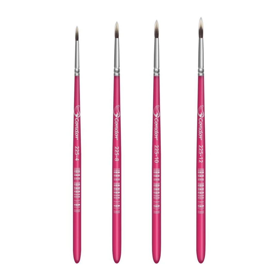 Pincel Redondo 225 Condor Cerda Sintético Toray Gris Cabo Curto Rosa - Palácio da Arte