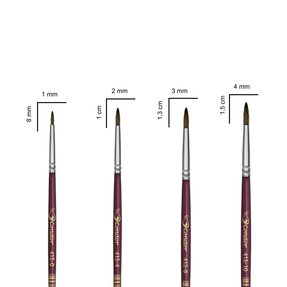 Pincel Redondo 415 Condor Cerda Pelo de Marta Cabo Longo Vinho