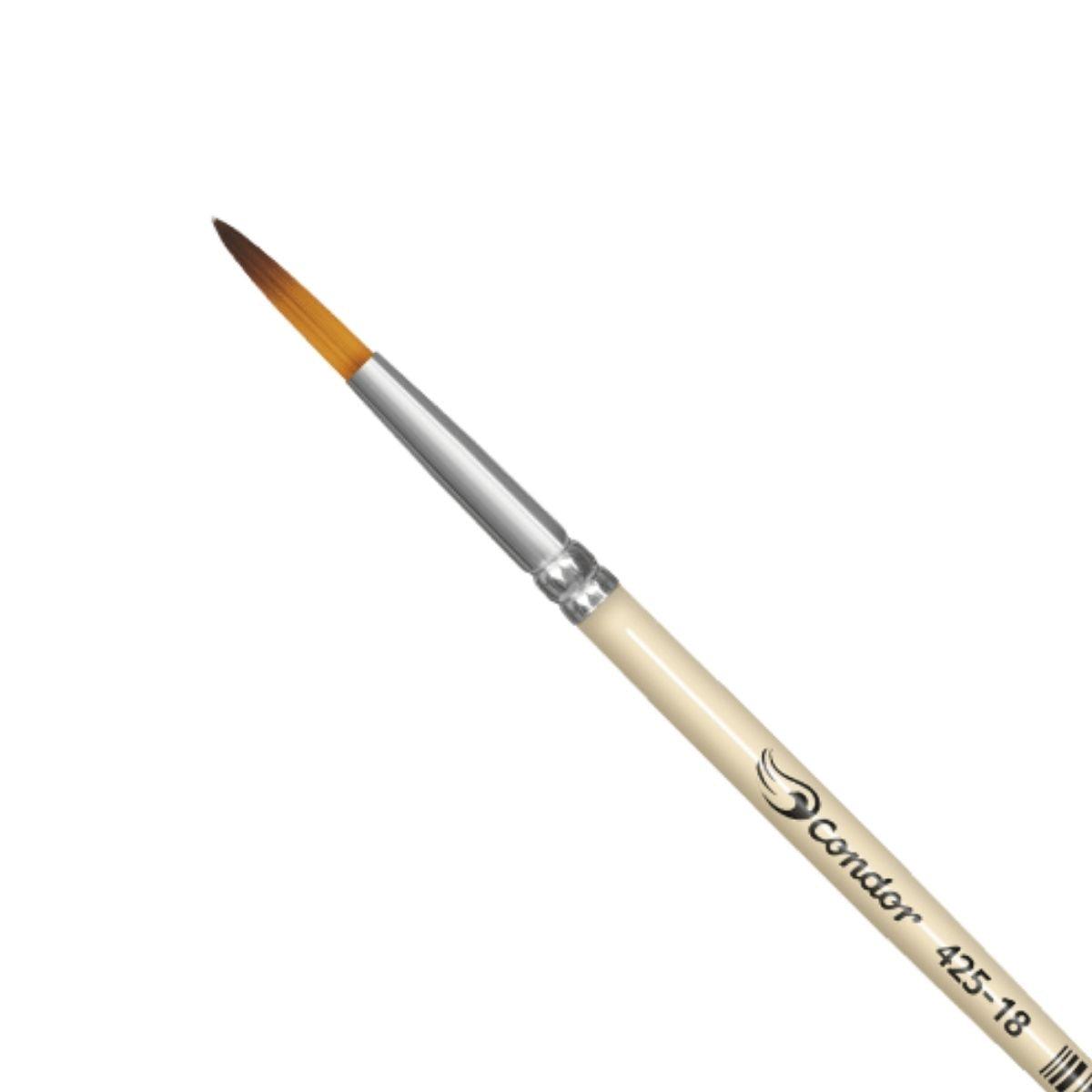 Pincel Redondo 425 Condor Cerda Sintético Konex Ocre Cabo Curto Creme - Palácio da Arte
