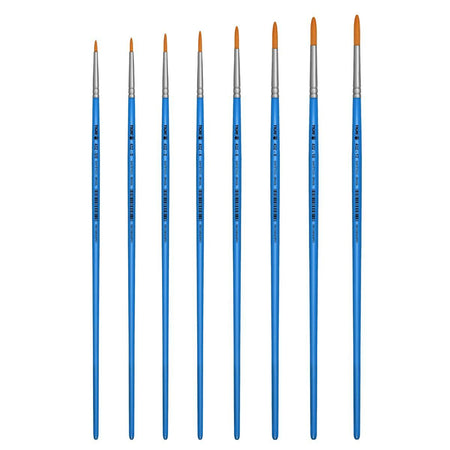 Pincel Redondo 432 Tigre Cerda Sintético Dourado Cabo Longo Azul Perolizado - Palácio da Arte