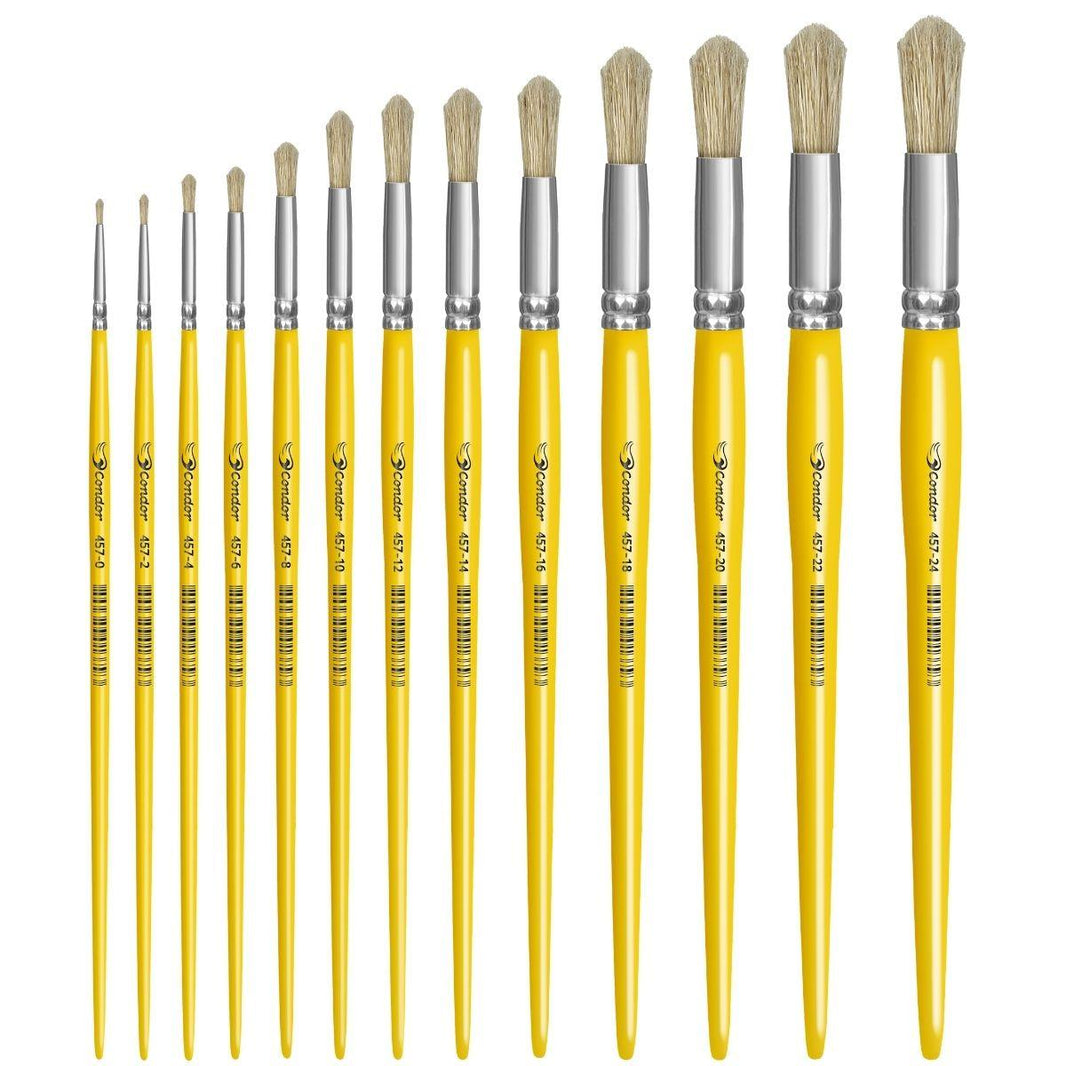 Pincel Redondo 457 Condor Cerda Natural Cabo Longo Amarelo - Palácio da Arte