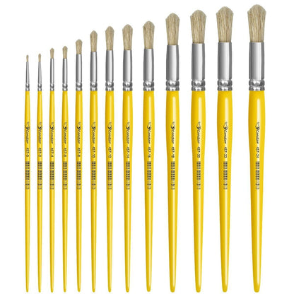 Pincel Redondo 457 Condor Cerda Natural Cabo Longo Amarelo - Palácio da Arte