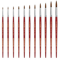 Pincel Redondo 475 Condor Cerda Pelo de Orelha de Boi Cabo Curto Vermelho - Palácio da Arte