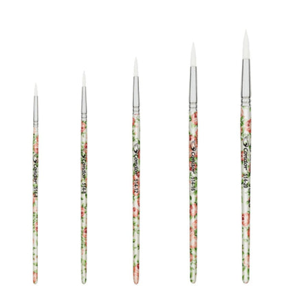 Pincel Redondo 514 Condor Cerda Sintético Branco Cabo Extra Curto Estampado - Palácio da Arte