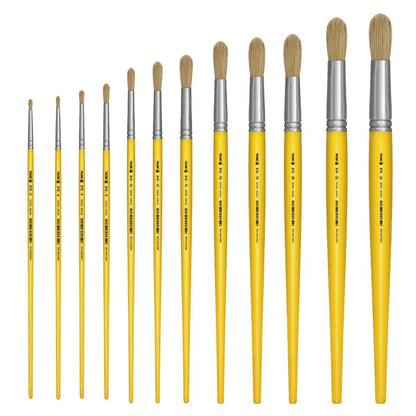 Pincel Redondo 816 Tigre Cerda Natural Cabo Longo Amarelo - Palácio da Arte