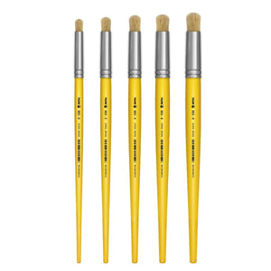 Pincel Redondo Pituá 803 Tigre Cerda Natural Cabo Curto Amarelo - Palácio da Arte