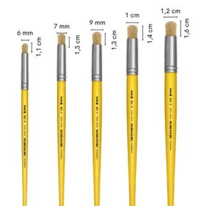 Pincel Redondo Pituá 803 Tigre Cerda Natural Cabo Curto Amarelo - Palácio da Arte