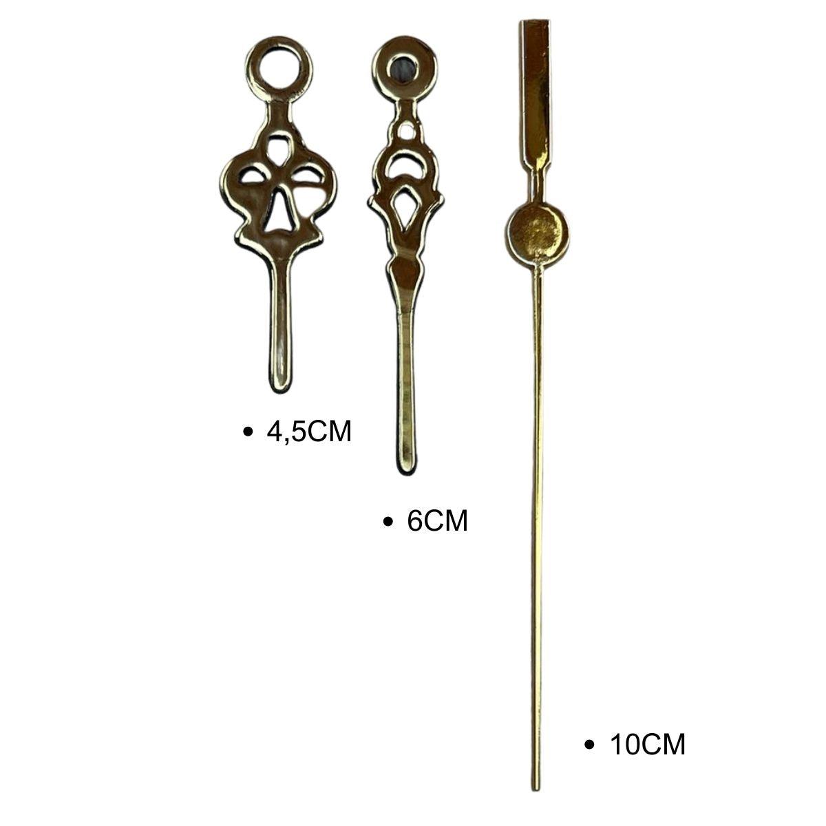 Ponteiros para Máquina de Relógio Colonial 6cm Ouro - Palácio da Arte