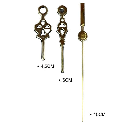 Ponteiros para Máquina de Relógio Colonial 6cm Ouro - Palácio da Arte