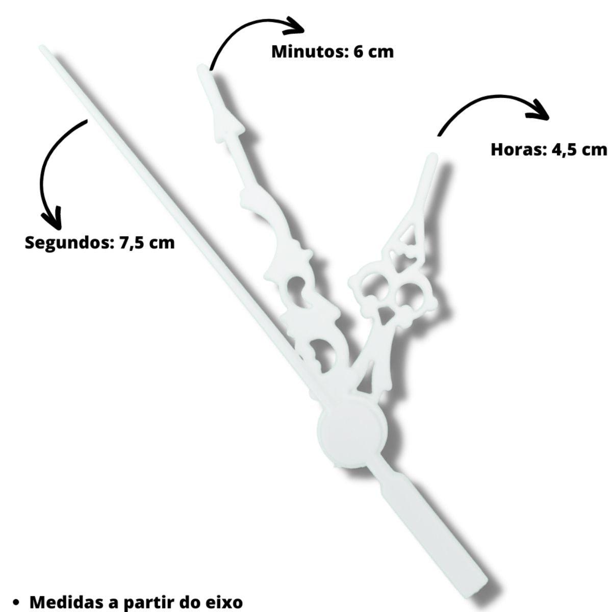 Ponteiros para Máquina de Relógio Luiz XV 6cm Branco - Palácio da Arte