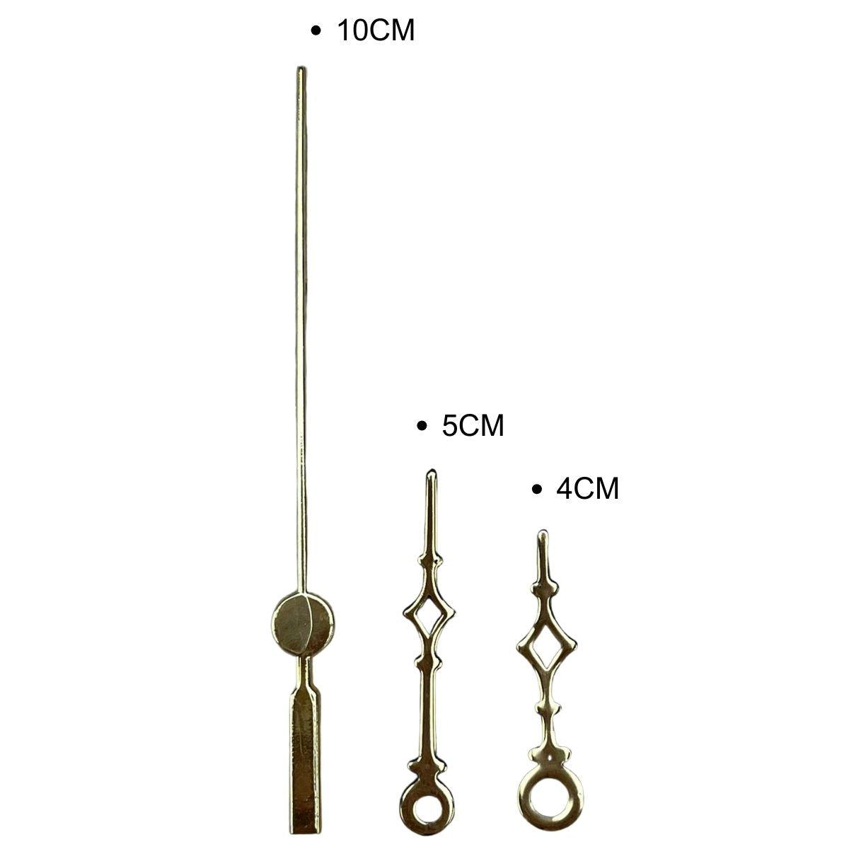 Ponteiros para Máquina de Relógio Universal 5cm Ouro - Palácio da Arte