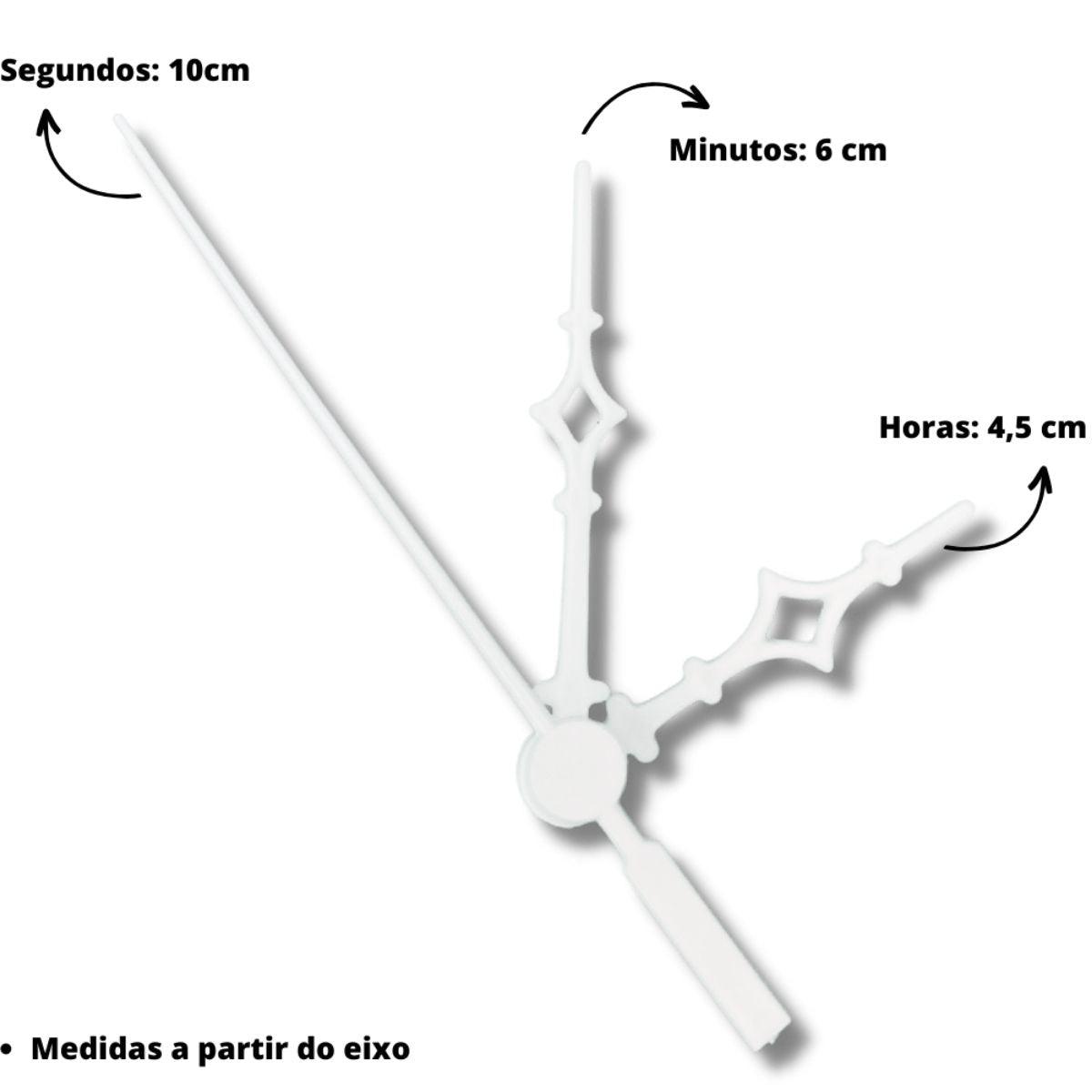 Ponteiros para Máquina de Relógio Universal 6cm Branco - Palácio da Arte