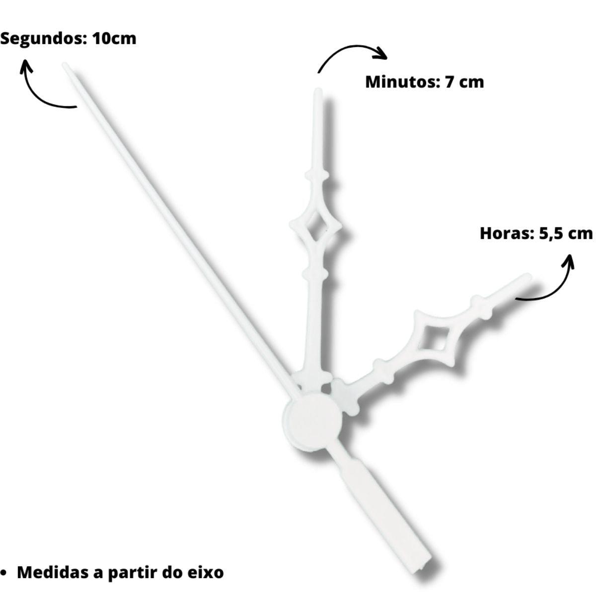 Ponteiros para Máquina de Relógio Universal 7cm Branco - Palácio da Arte