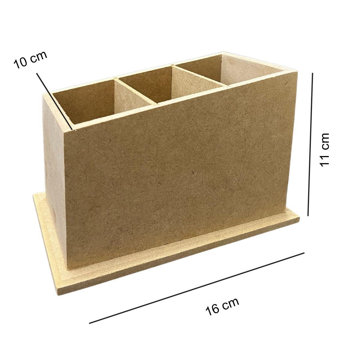 Porta Controle Remoto em MDF com 3 divisões e Base Tupiada - Palácio da Arte