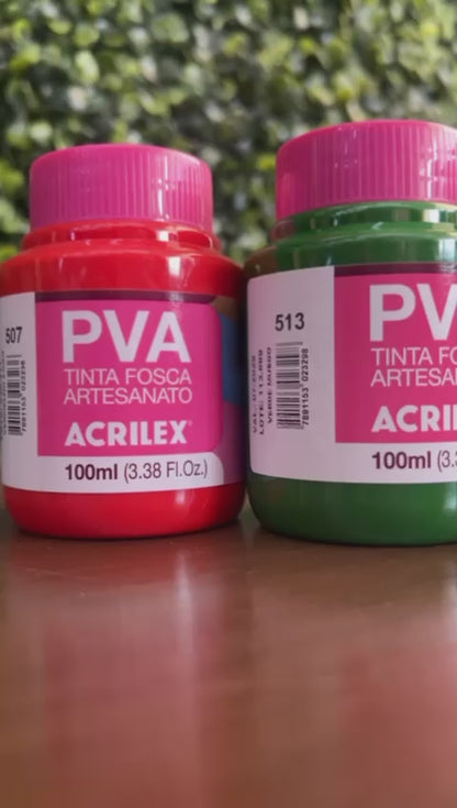 Kit 6 Tintas PVA Acrilex 100ml Fosca Artesanato
