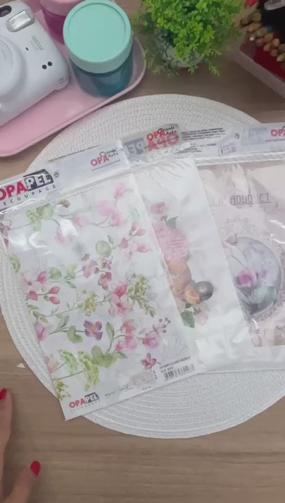 Papel Decoupage OPAPEL 30x45 2819 Estampa Flores Micro IV