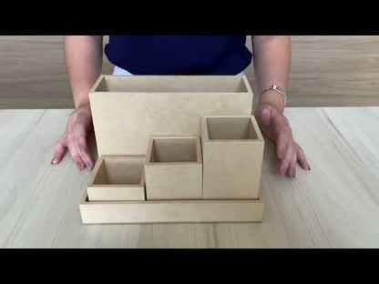 Kit Escritório com 4 Potes em MDF 15x15x23cm
