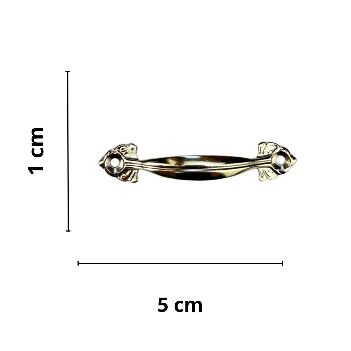 Puxador Alça Folhas M em Metal Niquel 5x1cm Kit com 2 peças - Palácio da Arte