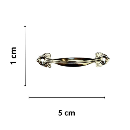 Puxador Alça Folhas M em Metal Niquel 5x1cm Kit com 2 peças - Palácio da Arte