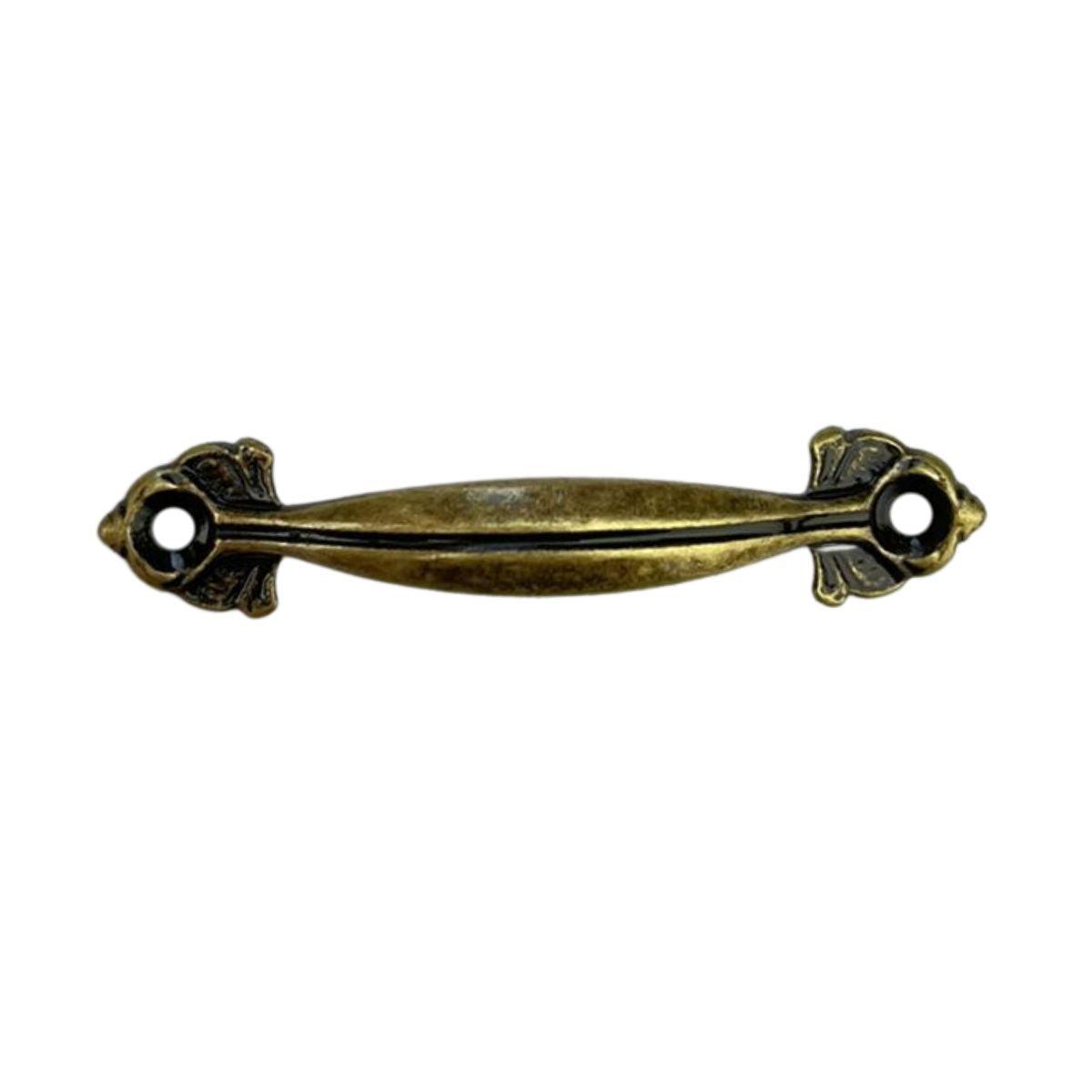 Puxador Alça Folhas M em Metal Ouro Velho 5x1cm Kit com 2 peças - Palácio da Arte
