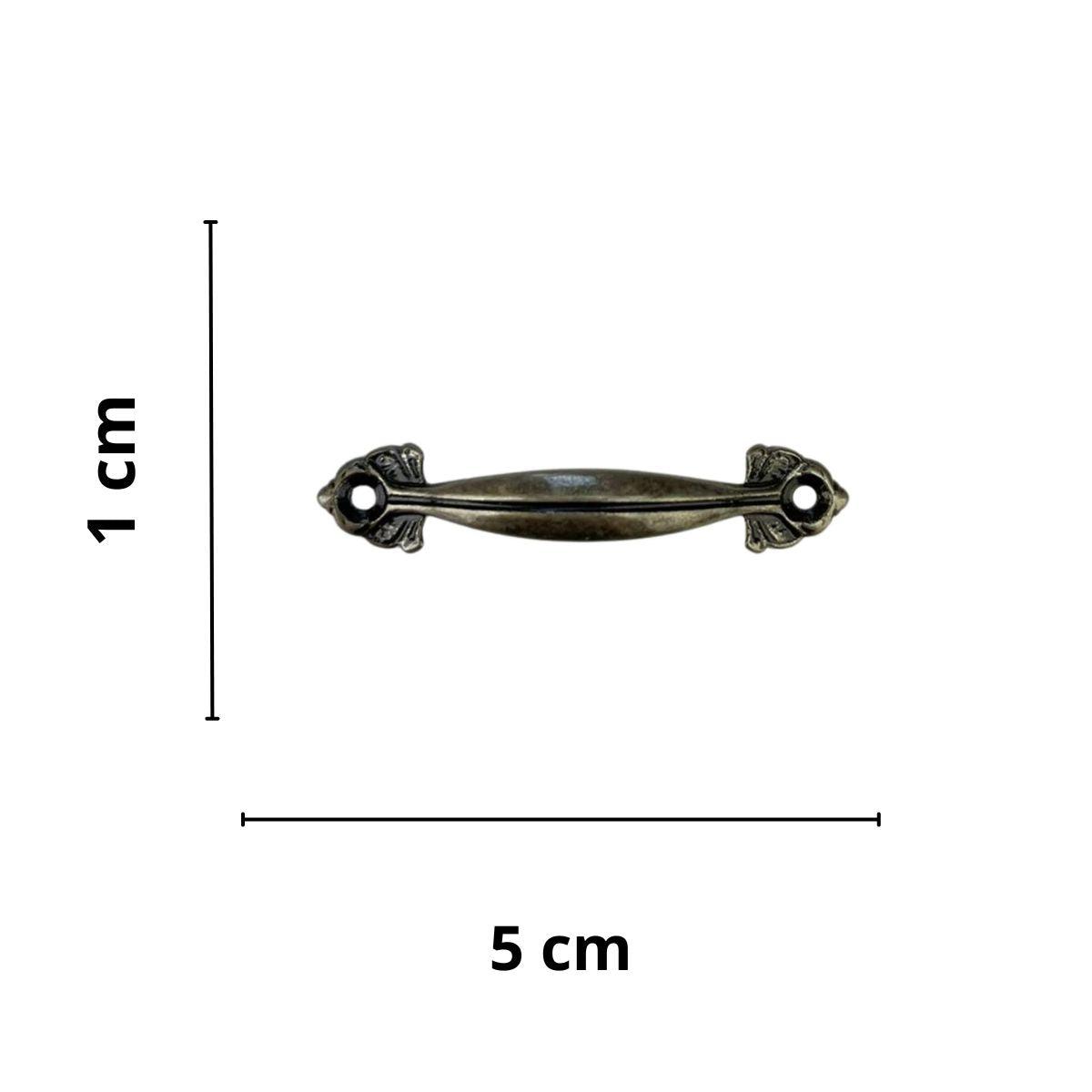 Puxador Alça Folhas M em Metal Prata Velho 5x1cm Kit com 2 Peças - Palácio da Arte